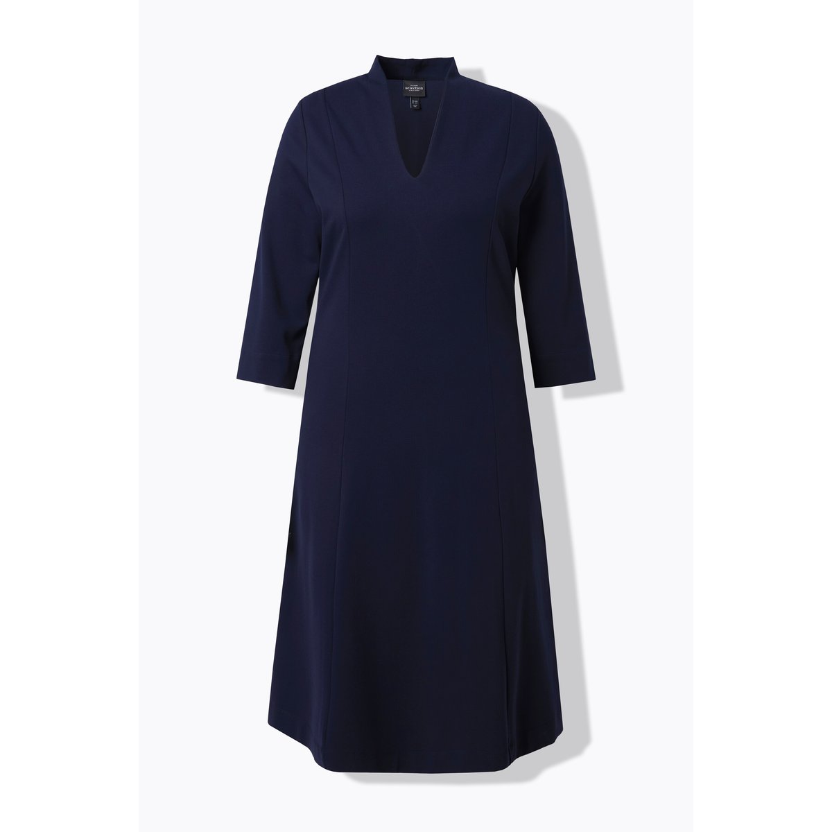 Robe midi point de Rome, manches 3/4 marine foncé, ULLA POPKEN