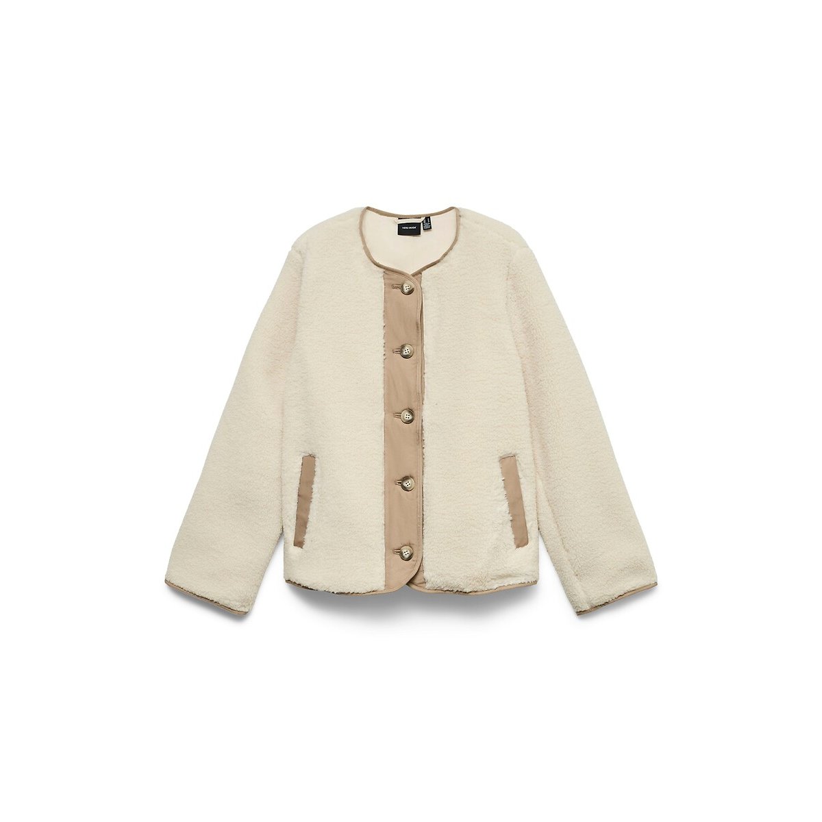 Manteau court en sherpa ecru, VERO MODA