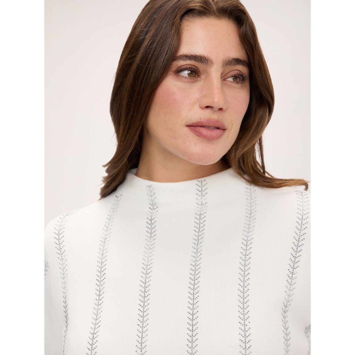 Pull avec broderie à rayures hotfix blanc, FIORELLA RUBINO