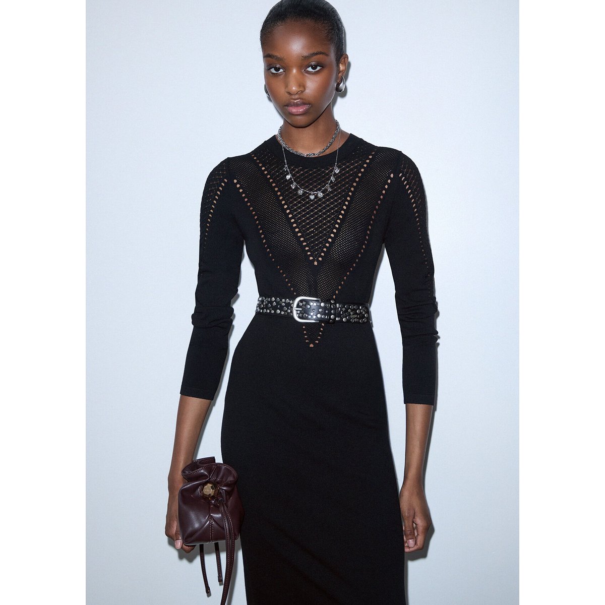 Robe midi en maille noir, LIU JO