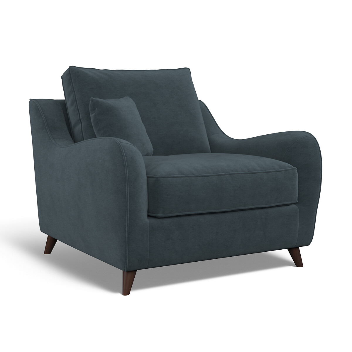 Amelia Textured Velvet Armchair with Dark Wood Legs petrol blue, ÉDITÉ