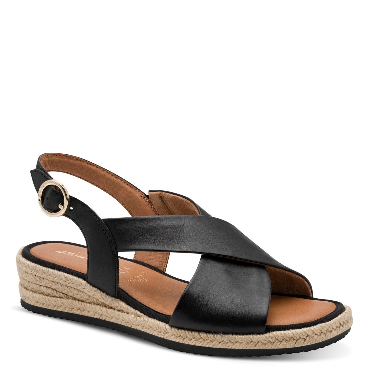 Sandale à talon en cuir noir, TAMARIS
