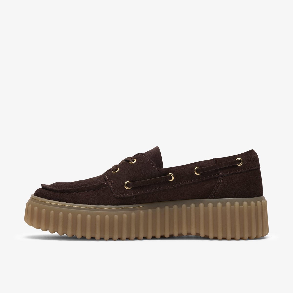 Derbies richelieus Suède TORHILL BOAT marron foncé, CLARKS