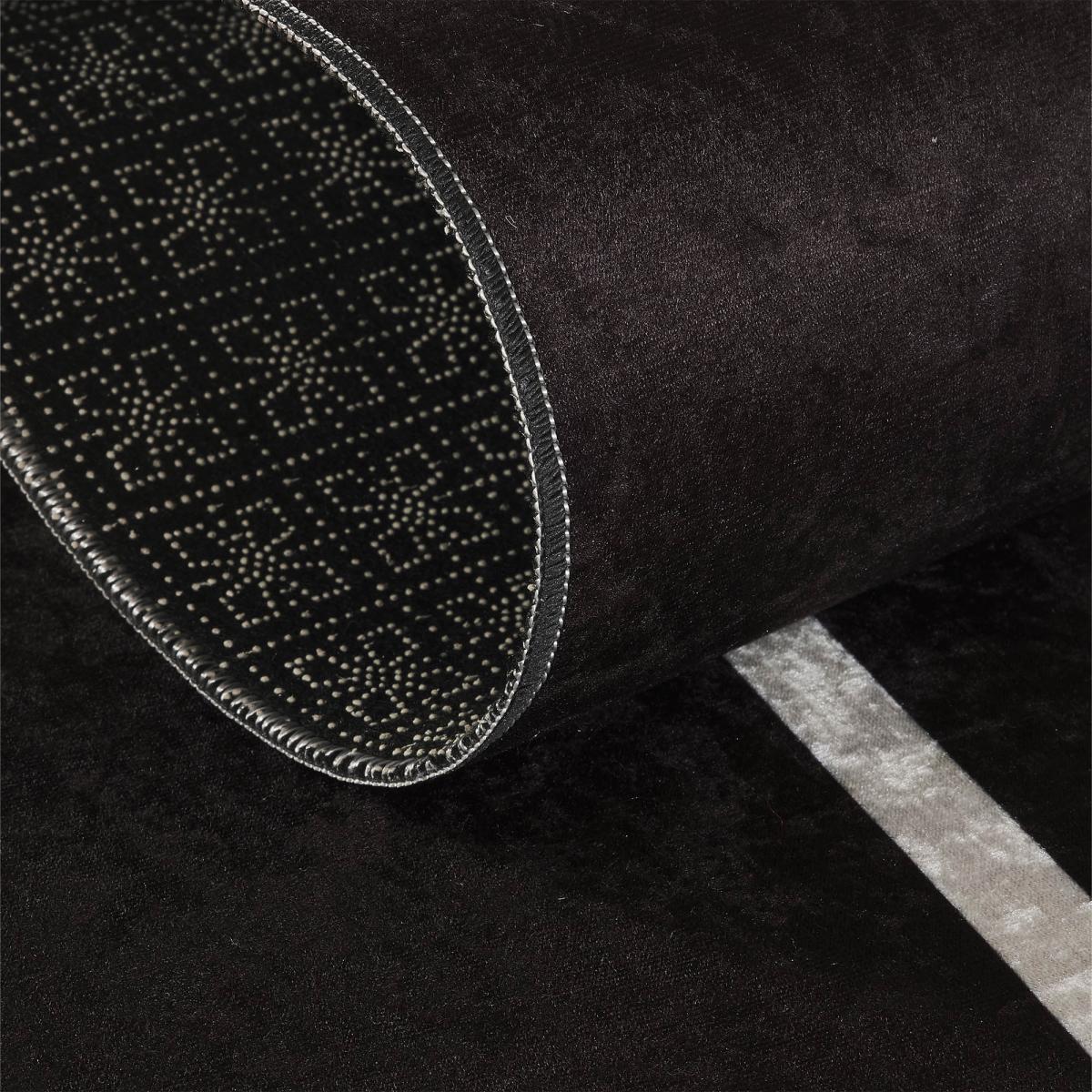Tapis de cuisine lavable 30° LYN11 IMP noir, blanc, UN AMOUR DE TAPIS