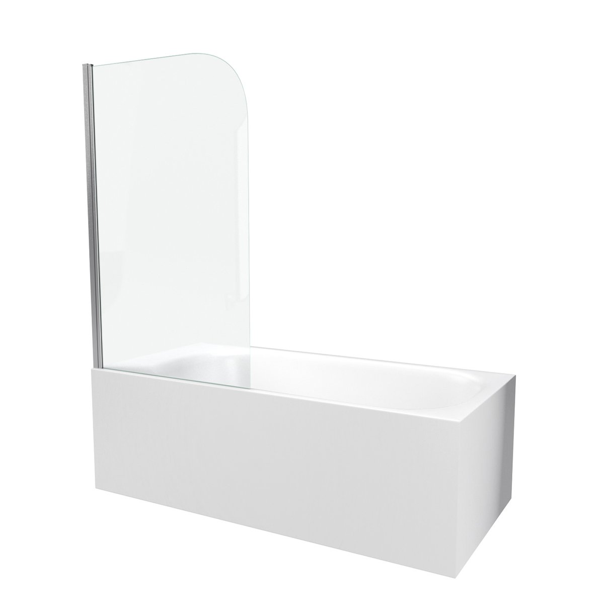 Pare baignoire pivotant courbé en verre trempé argent, HOME MAISON
