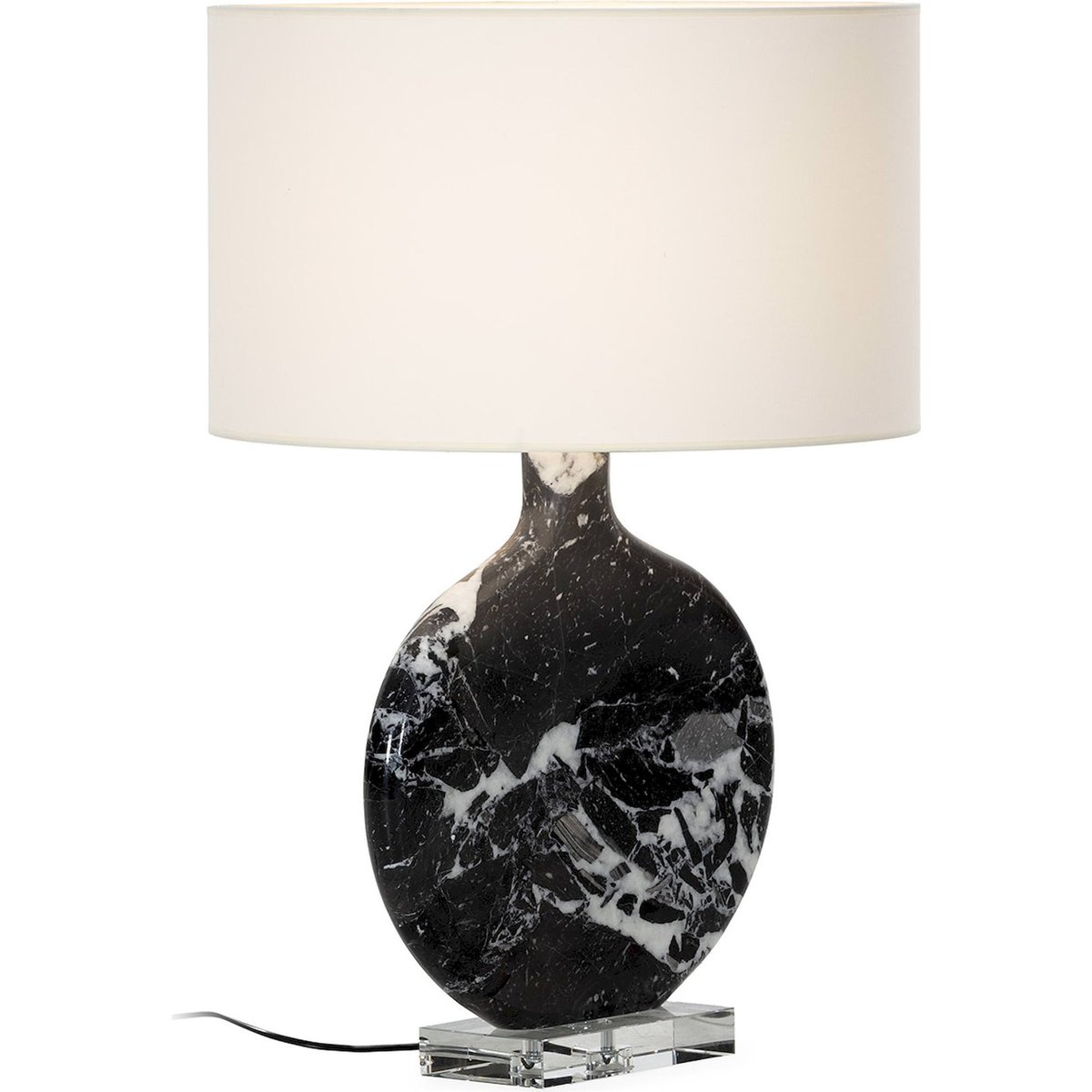 Lampe de table en marbre sans abat-jour noir et nickel, RECOLLECTION
