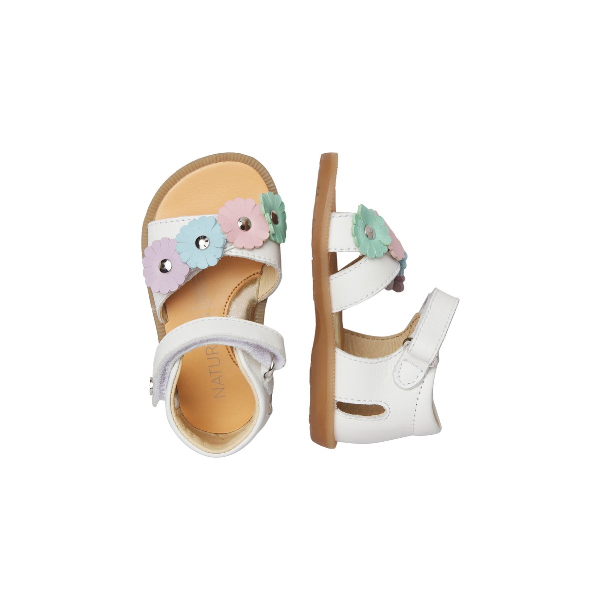 Sandales en cuir TAZOA blanc-multicolore, NATURINO