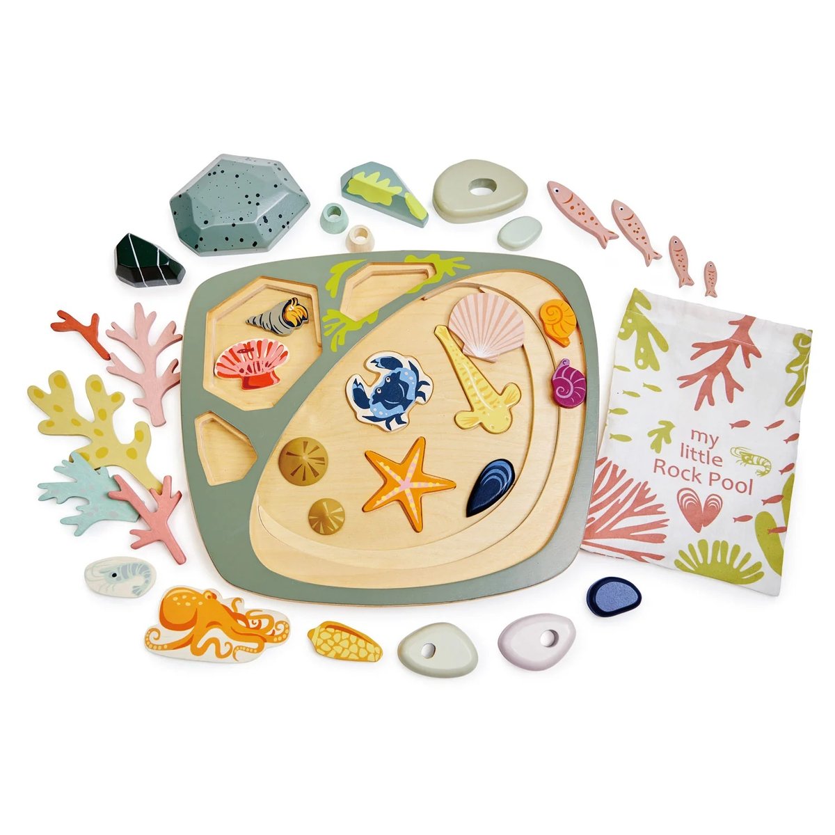 Mon petit étang avec rochers bleu, beige, jaune, TENDER LEAF TOYS