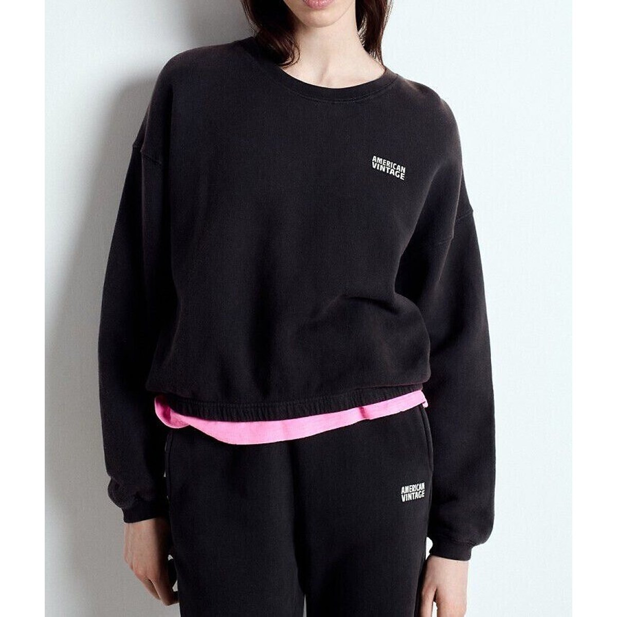 Sweat col rond IZUBIRD réglisse, AMERICAN VINTAGE