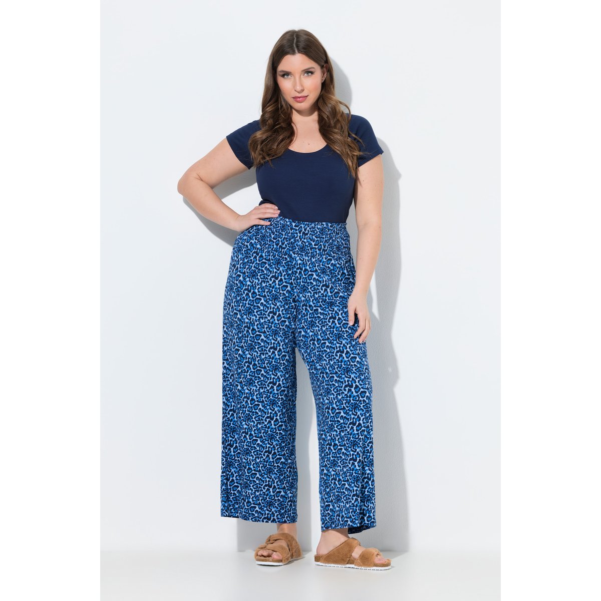 Pantalon Marlène, motif léopard bleu nuit, ULLA POPKEN