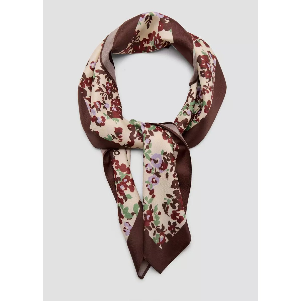 Foulard à fleurs marron, MANGO