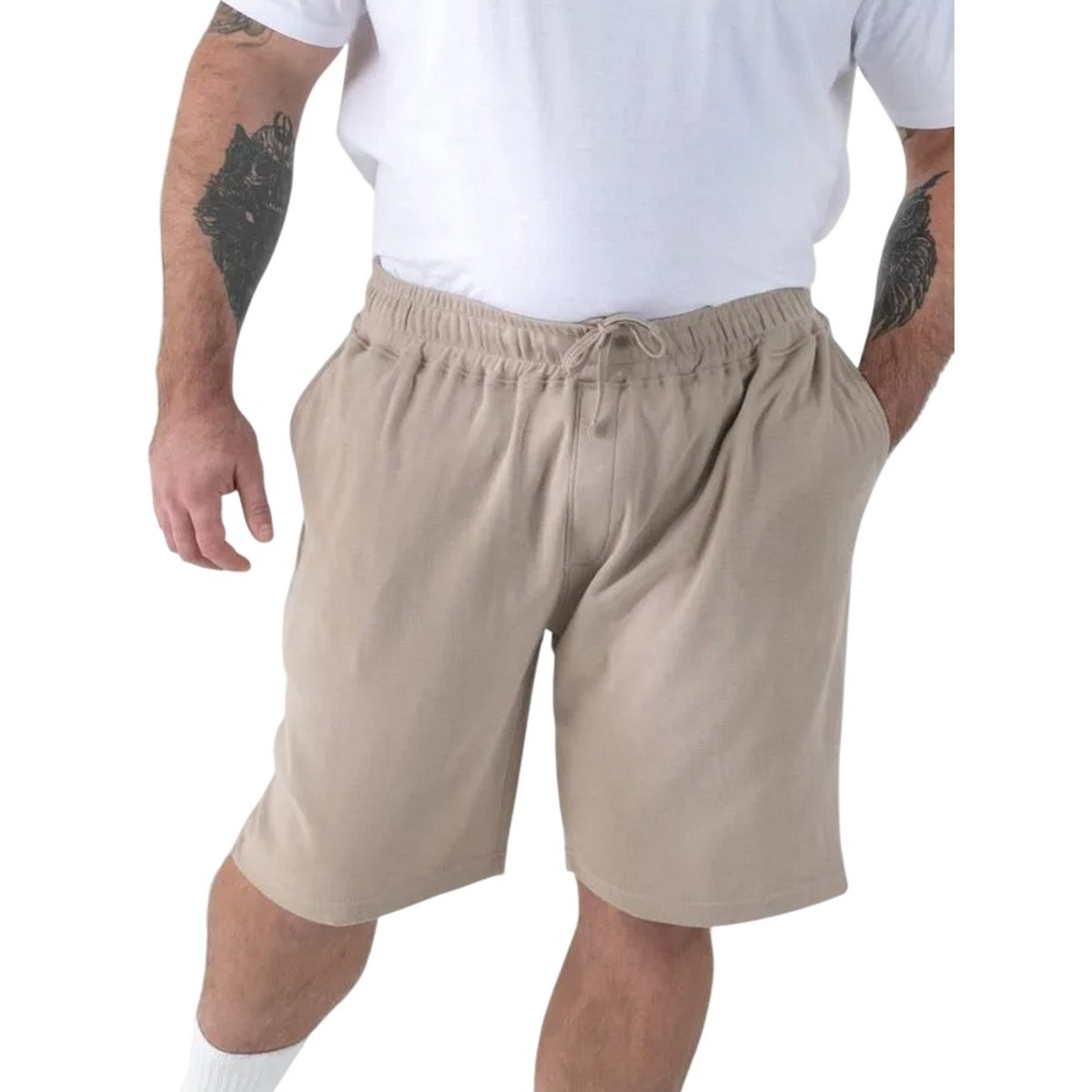 Short extensible uni à taille élastiquée MITCHELL gris / beige, DUKE