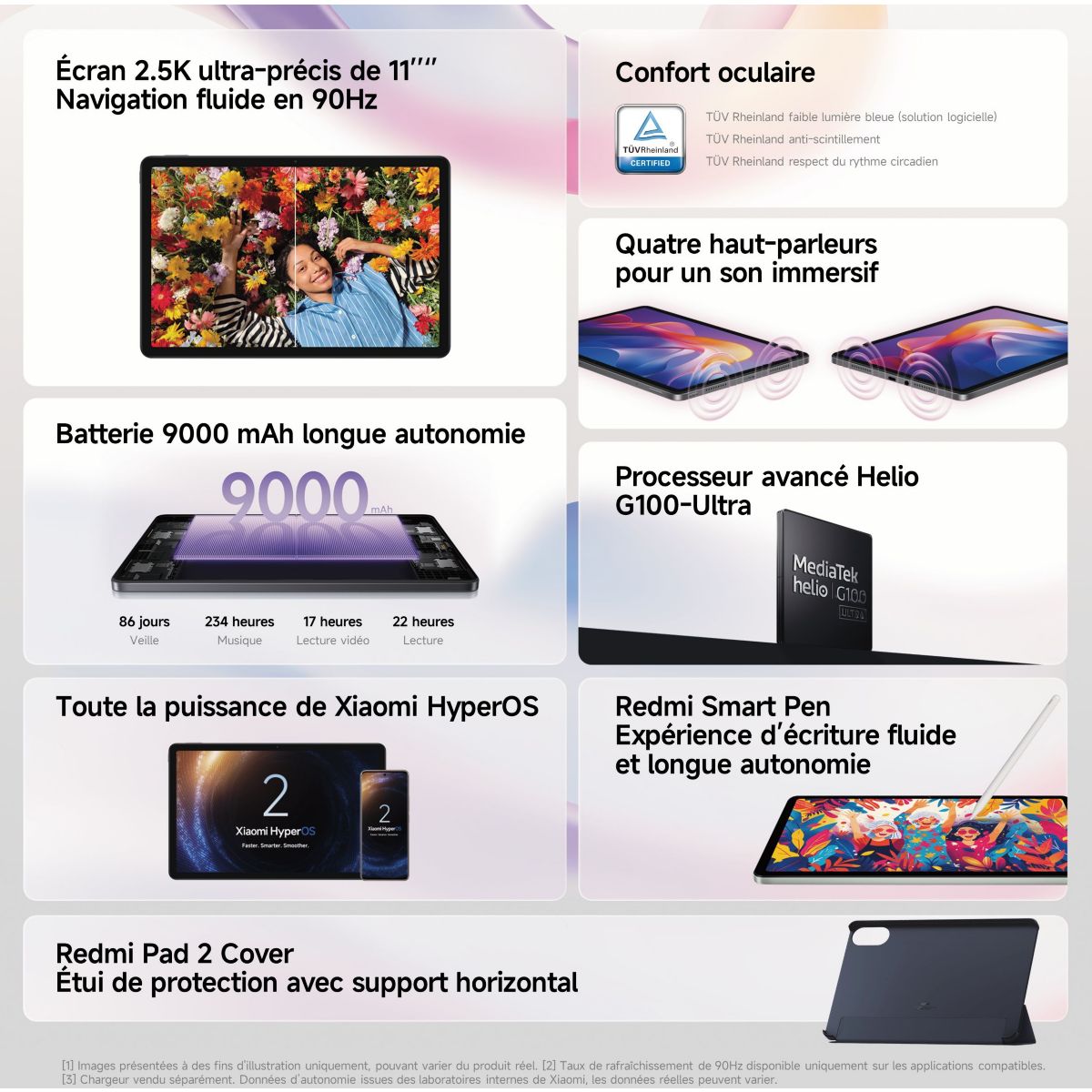 Tablette Android Pack Redmi Pad2 128Go Wi-Fi Gris + Etui gris, XIAOMI