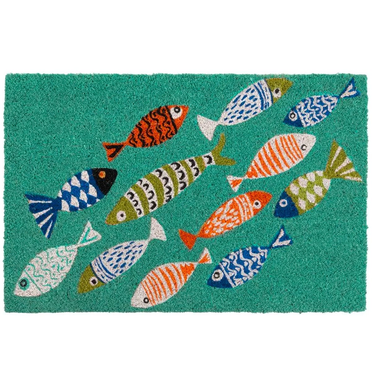 Paillasson coco poissons 60x40x1.5cm bleu, WADIGA
