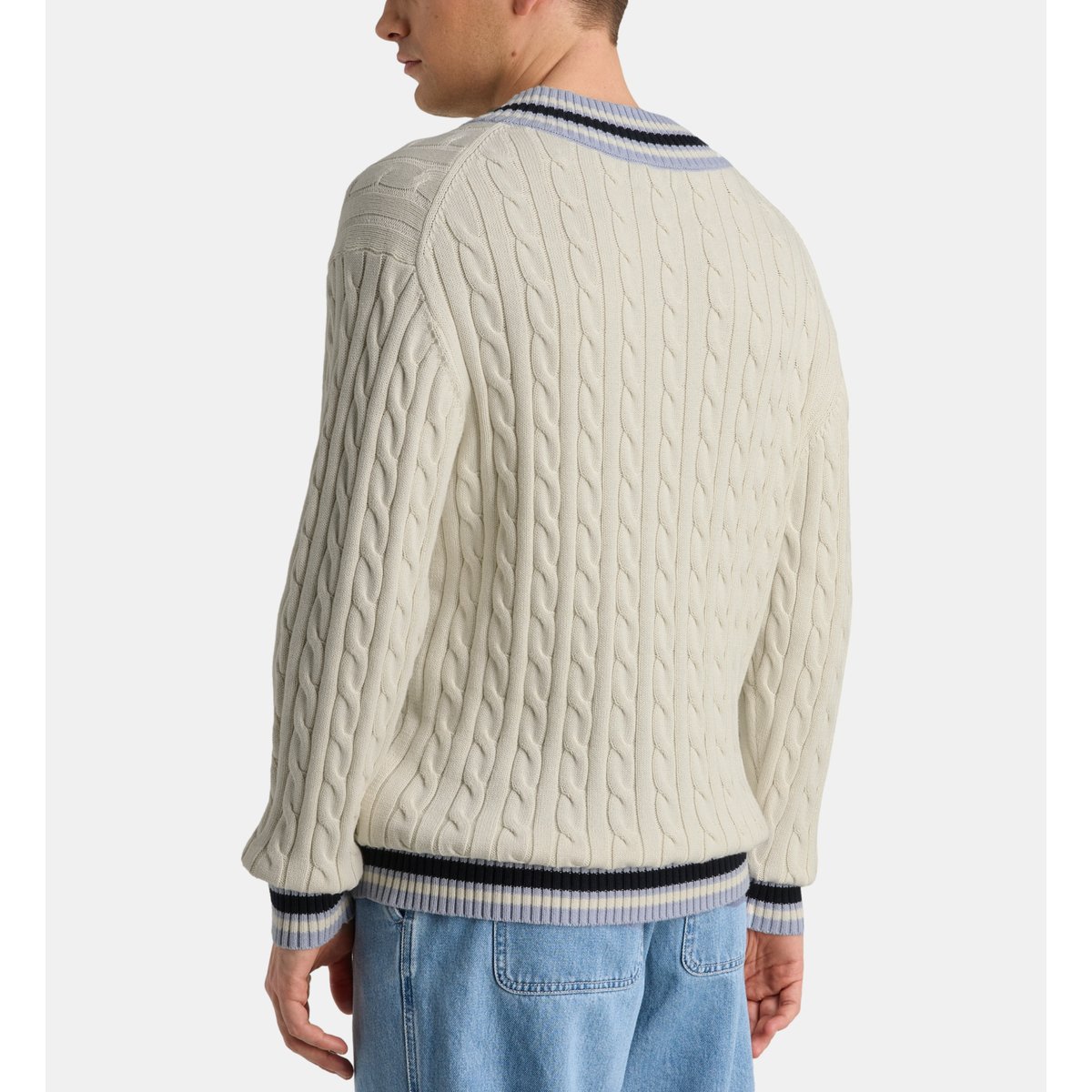 Pull pricket col v coton écru, GALERIES LAFAYETTE
