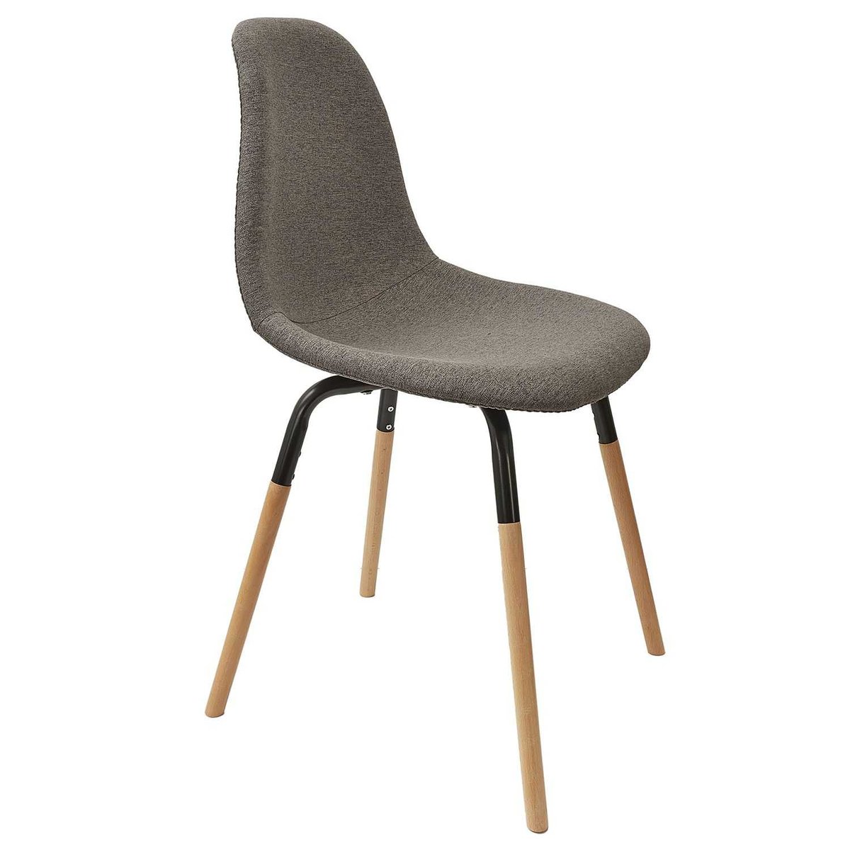 Lot de 4 chaises à pieds bicolores en tissu et métal PHENIX gris foncé, TOILINUX