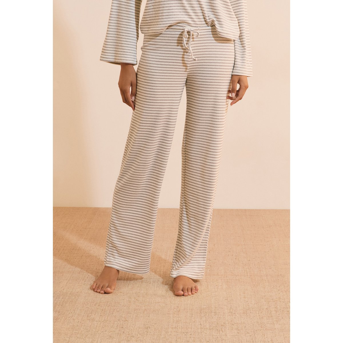 Pantalon de pyjama à rayures avec cordon de serrage BENO gris, ETAM