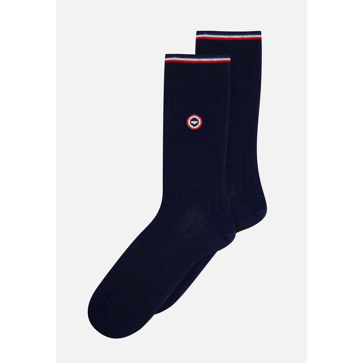 Chaussettes mi-hautes bleu en fil d'Écosse Nessy noir, LE SLIP FRANCAIS