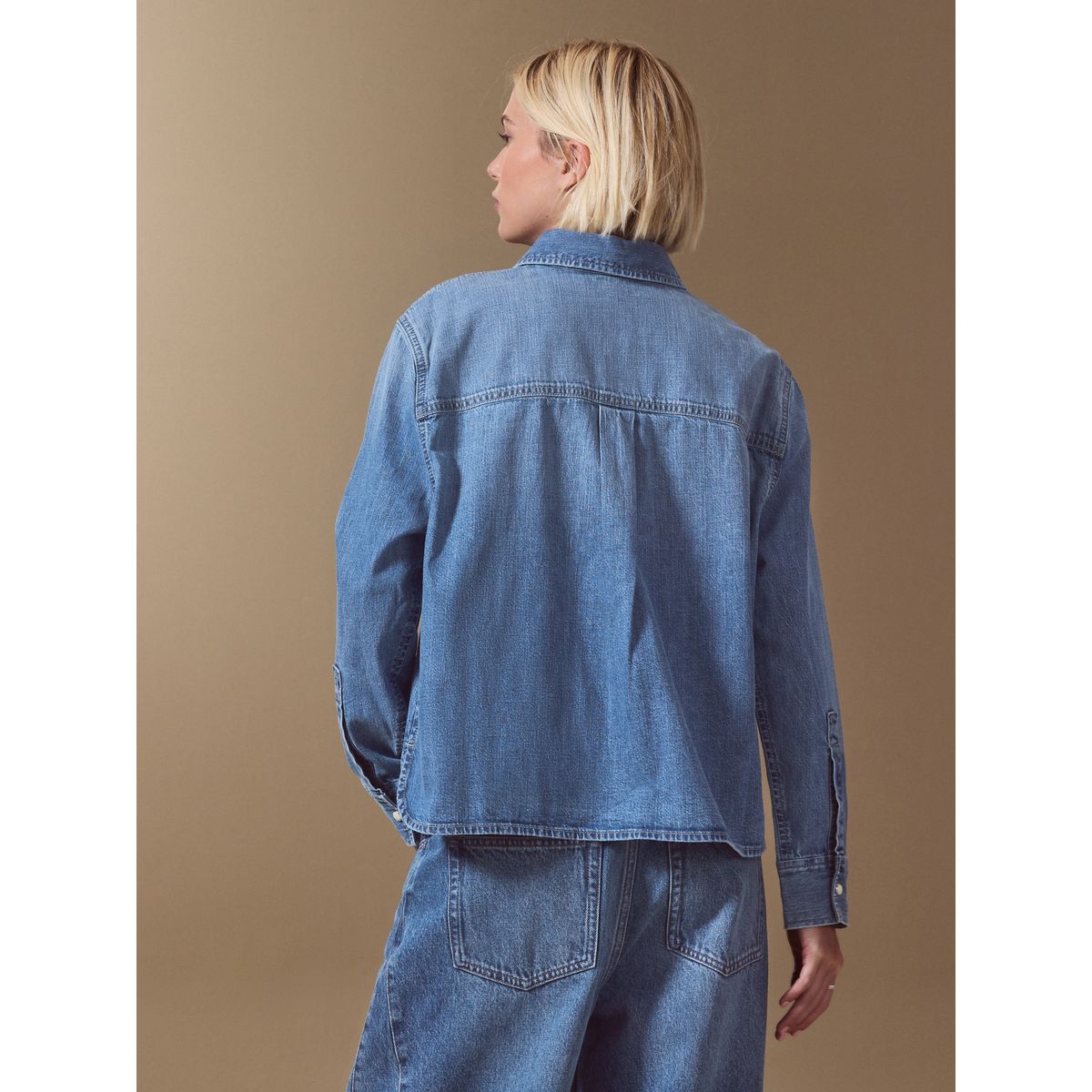 Chemise en jean à manches longues bleu moyen, NEXT