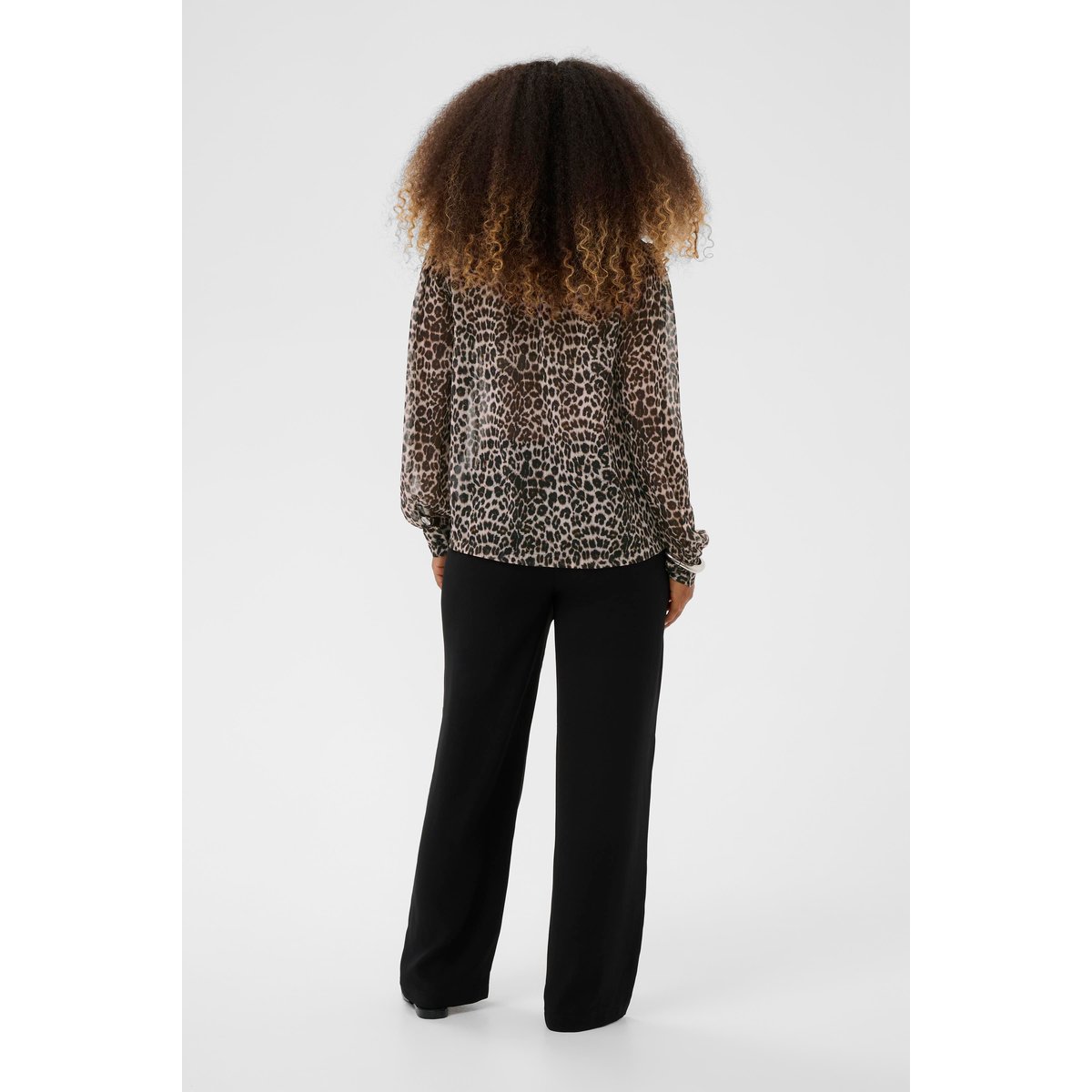 Blouse à manches longues beige animalier natrual animal spots, CREAM