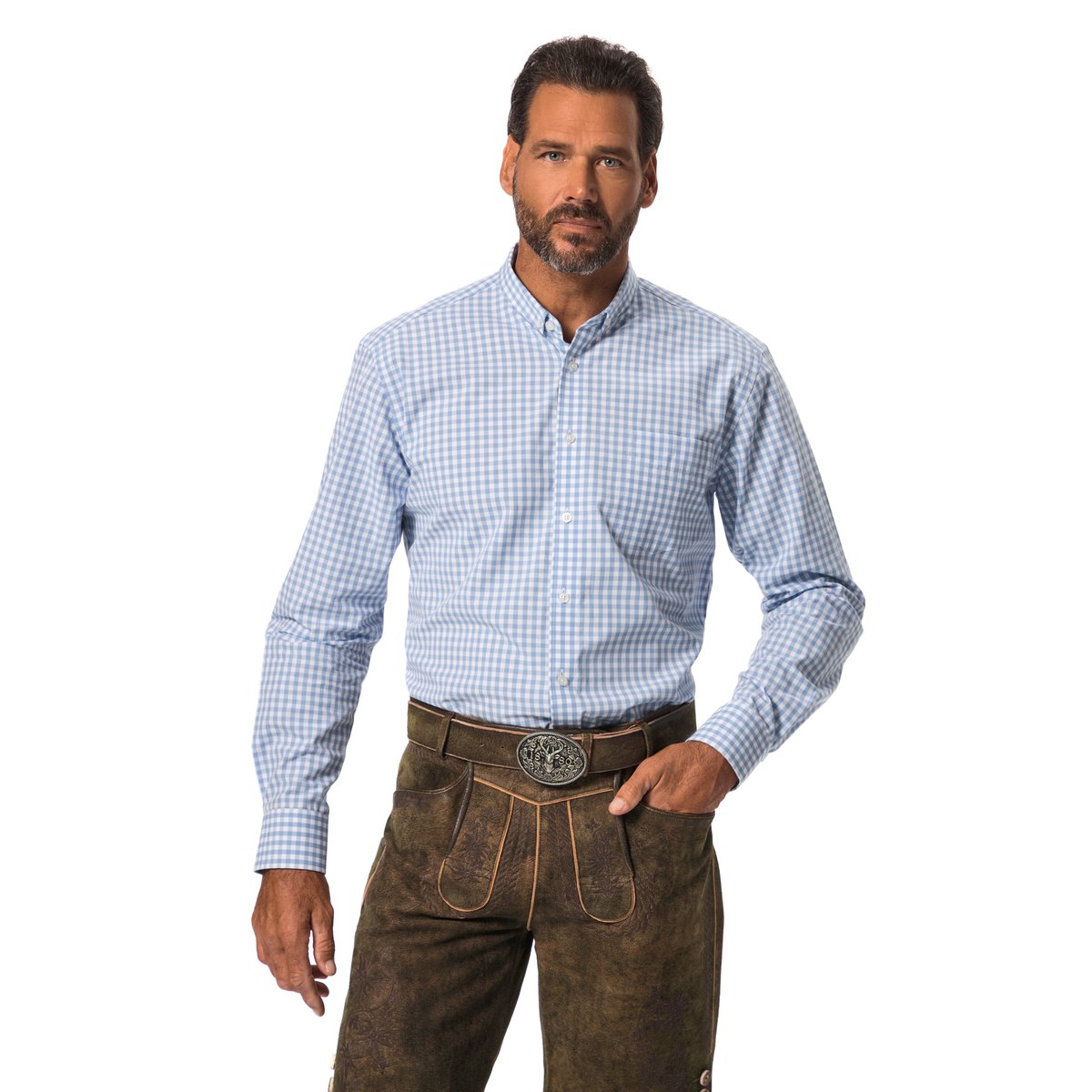 Chemise à carreaux traditionnelle pierre bleue, JP1880