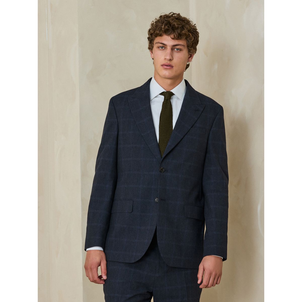 Veste de costume standard en coton à carreaux bleu marine, NEXT