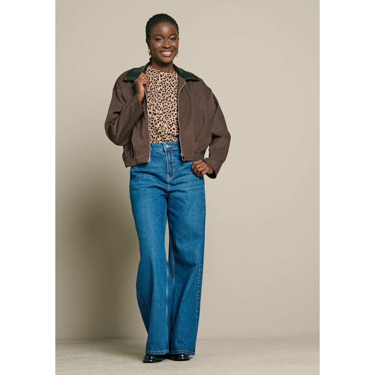 Bomber en velours côtelé brun fonce chocolate, LOLALIZA
