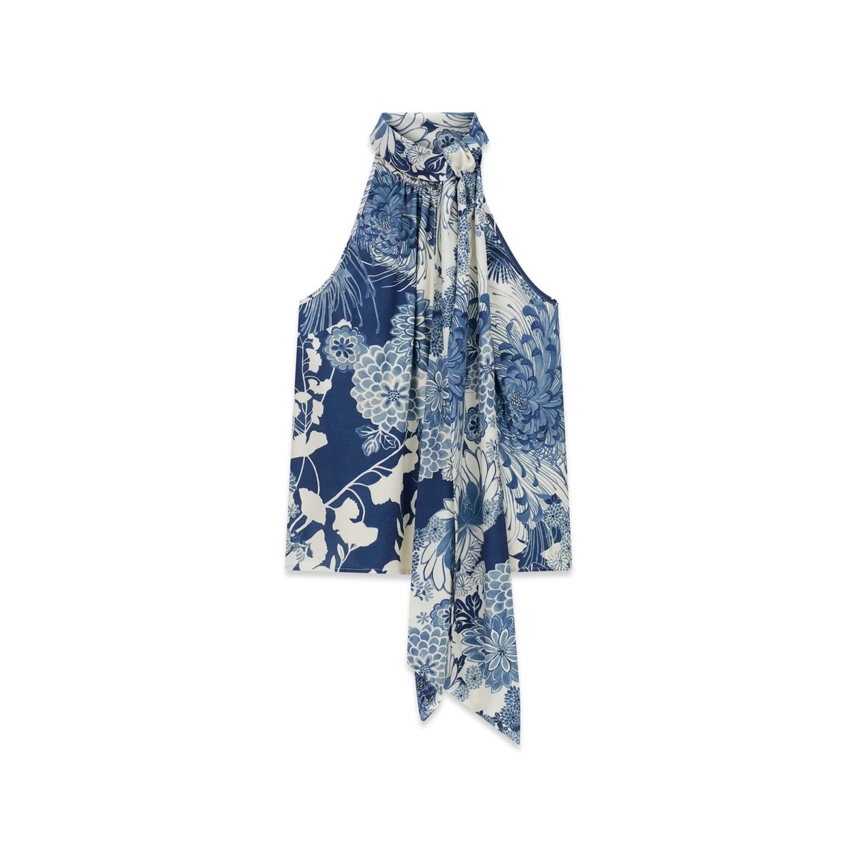 Haut Halter Imprimé Foulard bleu floral, GUESS