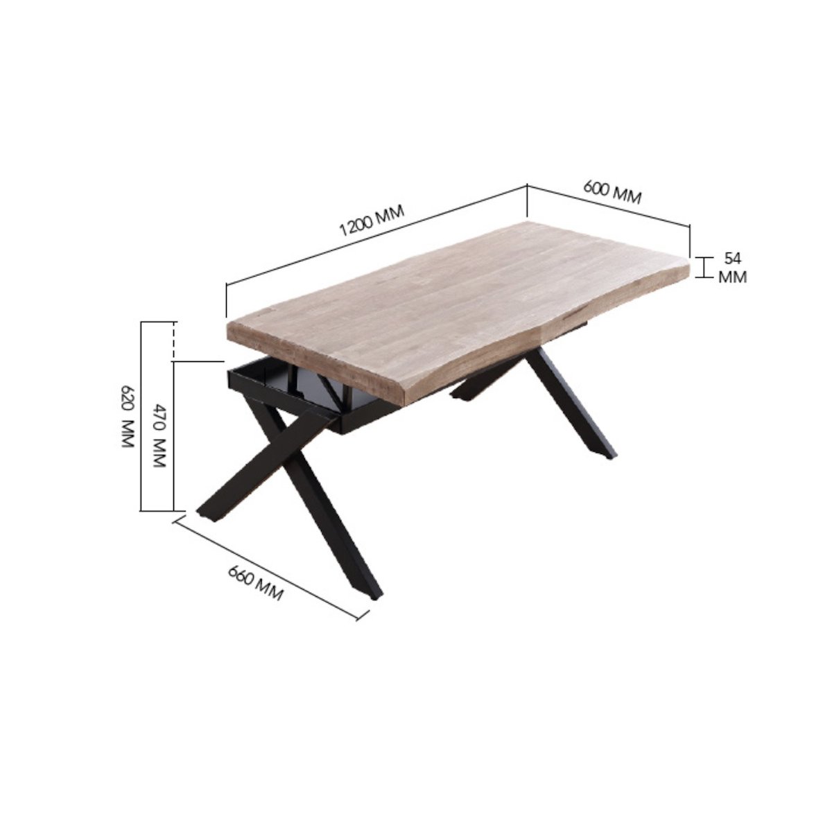 Table basse rehaussable en bois et acier - KAMILA blanc, MATHI DESIGN