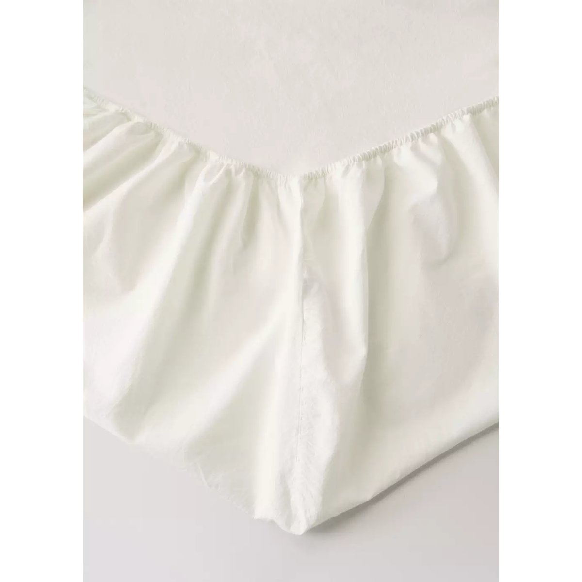 Drap-housse coton garment-wash lin lit 150/160 cm blanc cassé, MANGO HOME