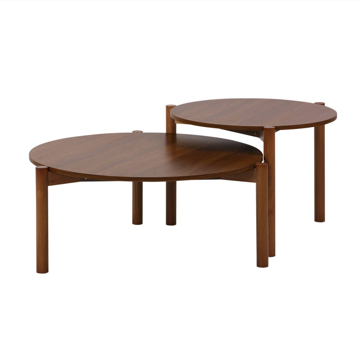 Tables gigognes rondes décor bois HARMONY noyer, SWEEEK
