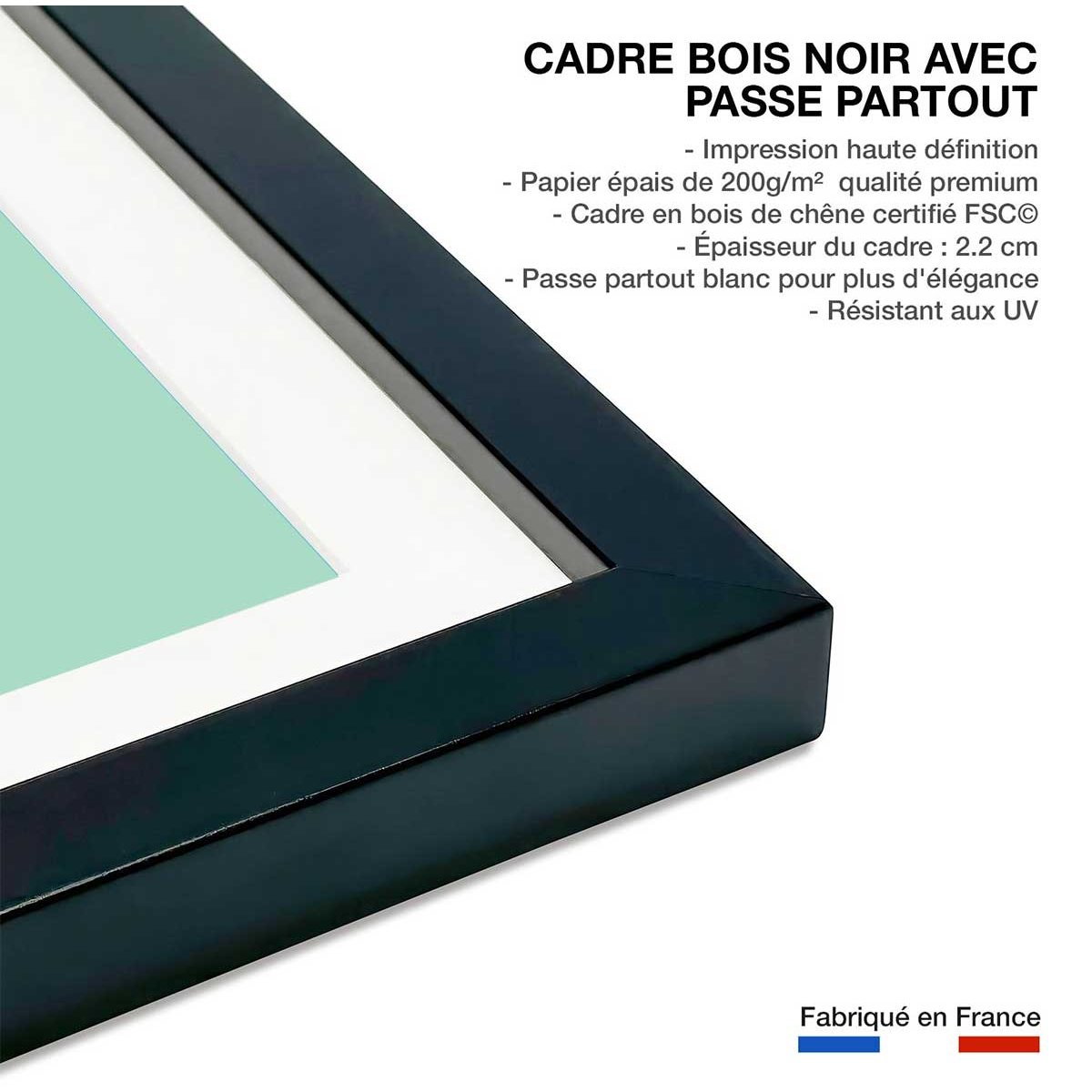 Affiche  loutre en baignade affiche + cadre en bois - noir, HEXOA