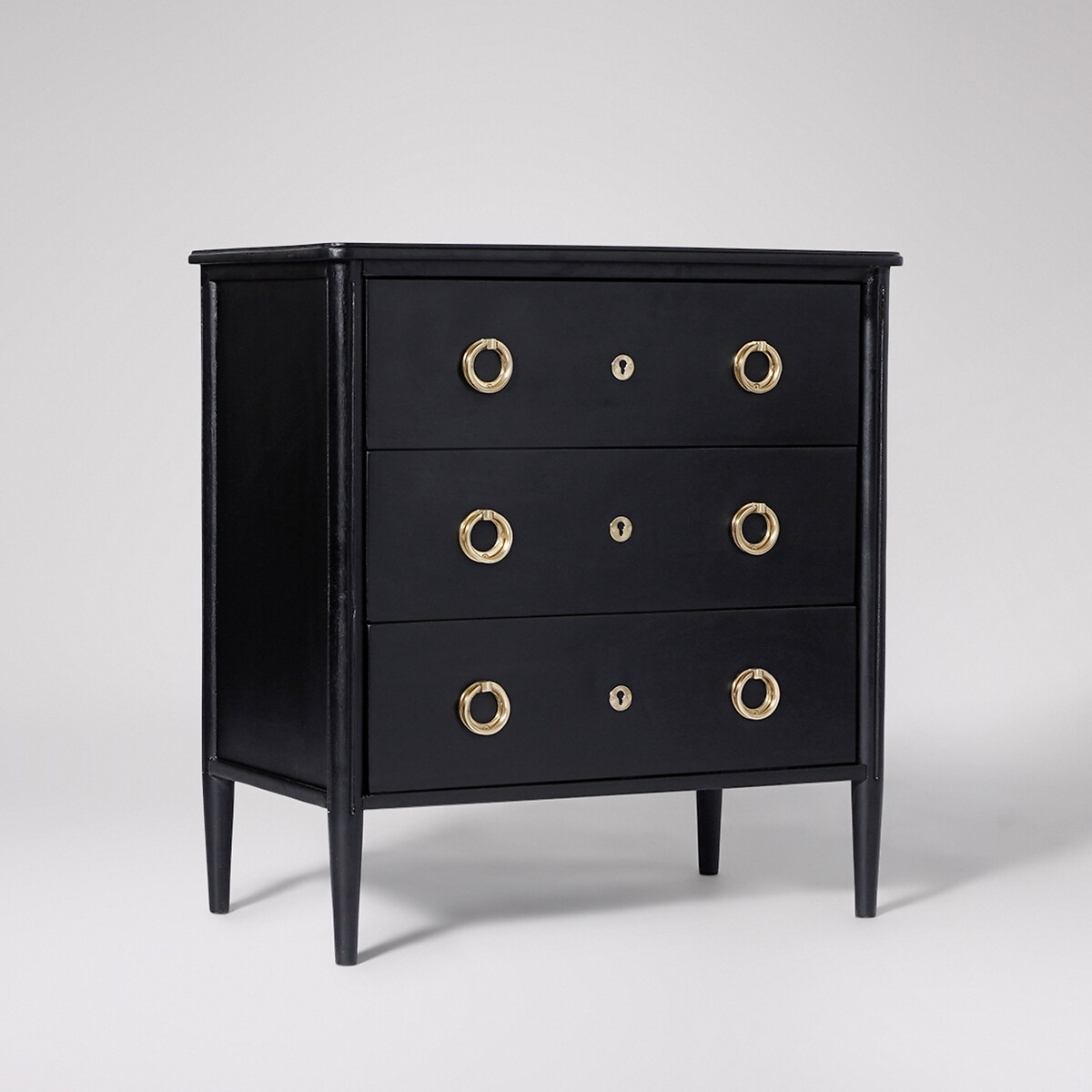 Reyna Mango Wood 3 Drawer Chest Of Drawers black, SWOON