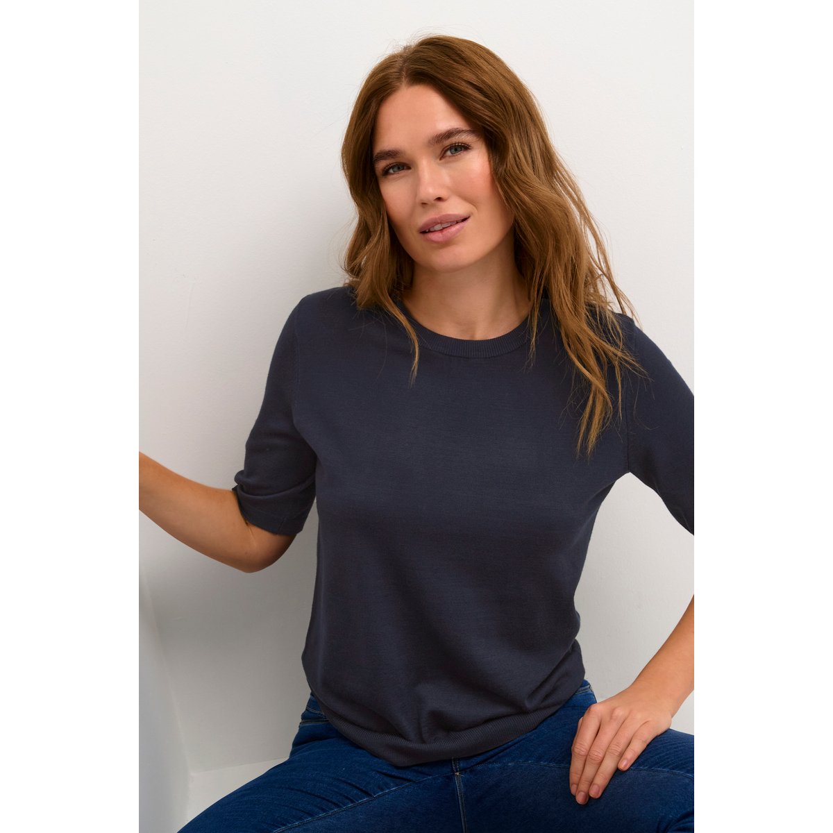 Pullover tricoté bleu midnight marine, KAFFE