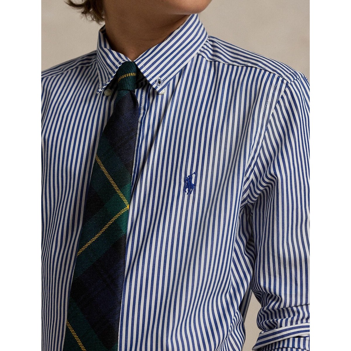 Chemise en popeline rayée rayé bleu, POLO RALPH LAUREN