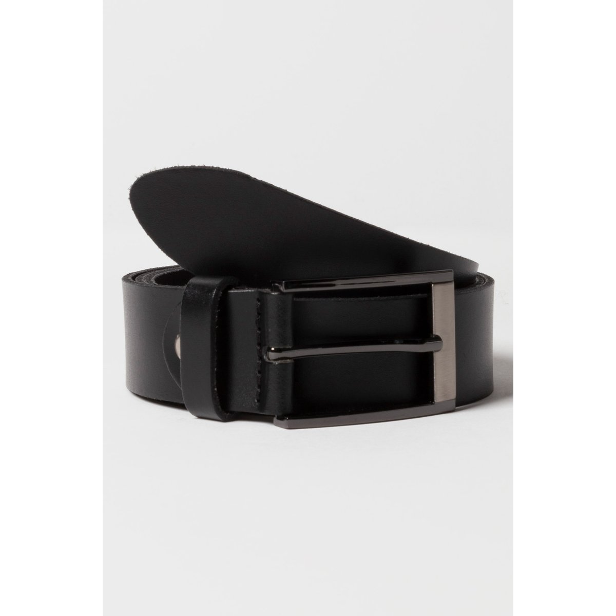 Ceinture robuste en cuir pleine fleur noir, JP1880
