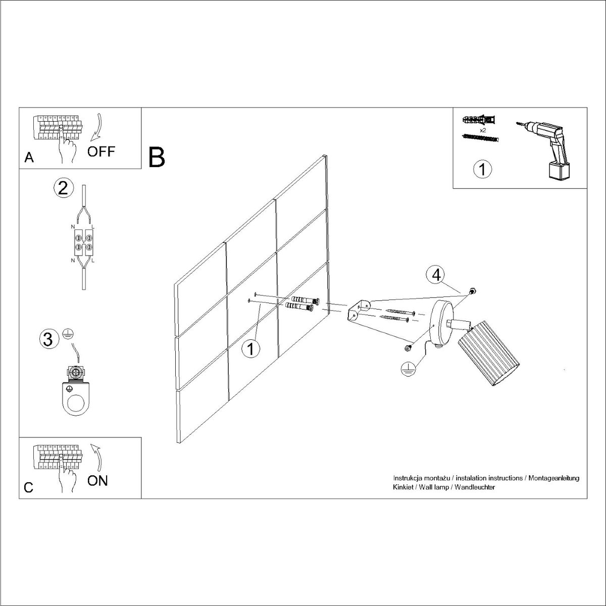 Applique Aluminium Ocre Rouge GU10 1 Karbon Switch rouge, EDEN