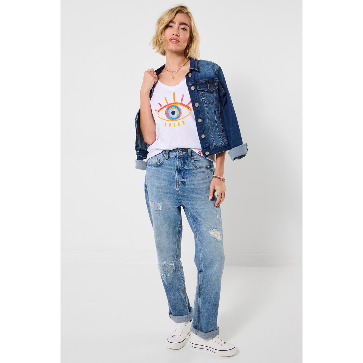 T-shirt à motif œil blanc, JOE BROWNS