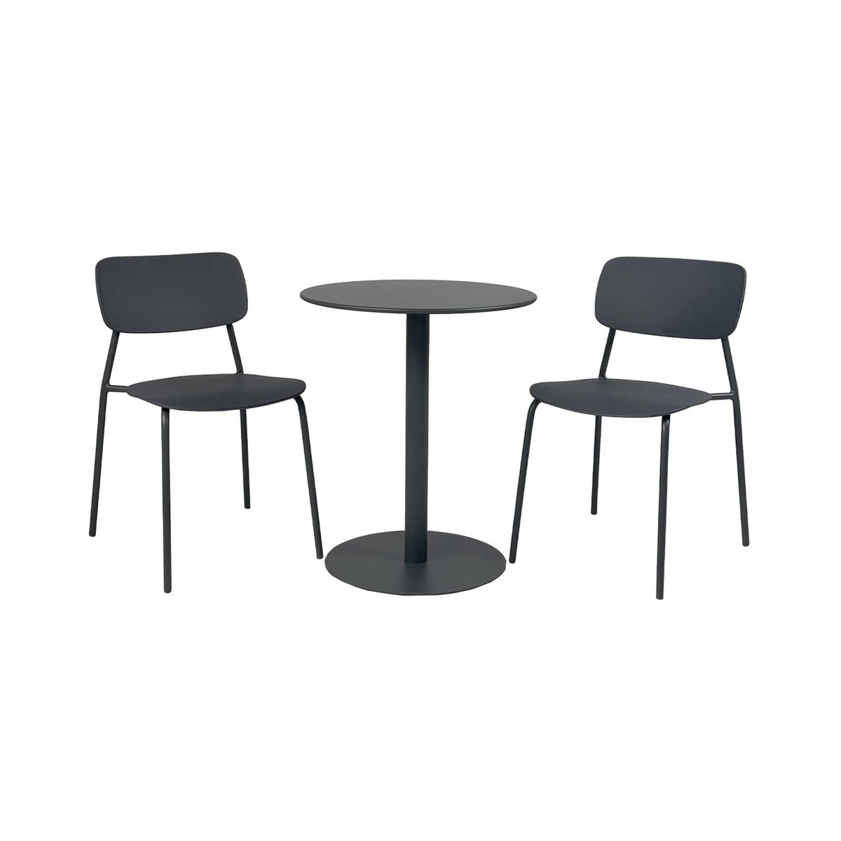 Table de jardin bistrot ronde acier + 2 assises OREA + LIVA anthracite, SWEEEK