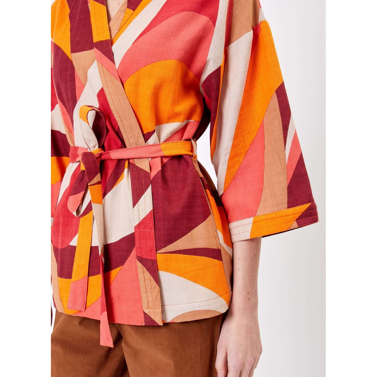 Kimono Court Imprimé KIMCO beige liège, LA FIANCÉE