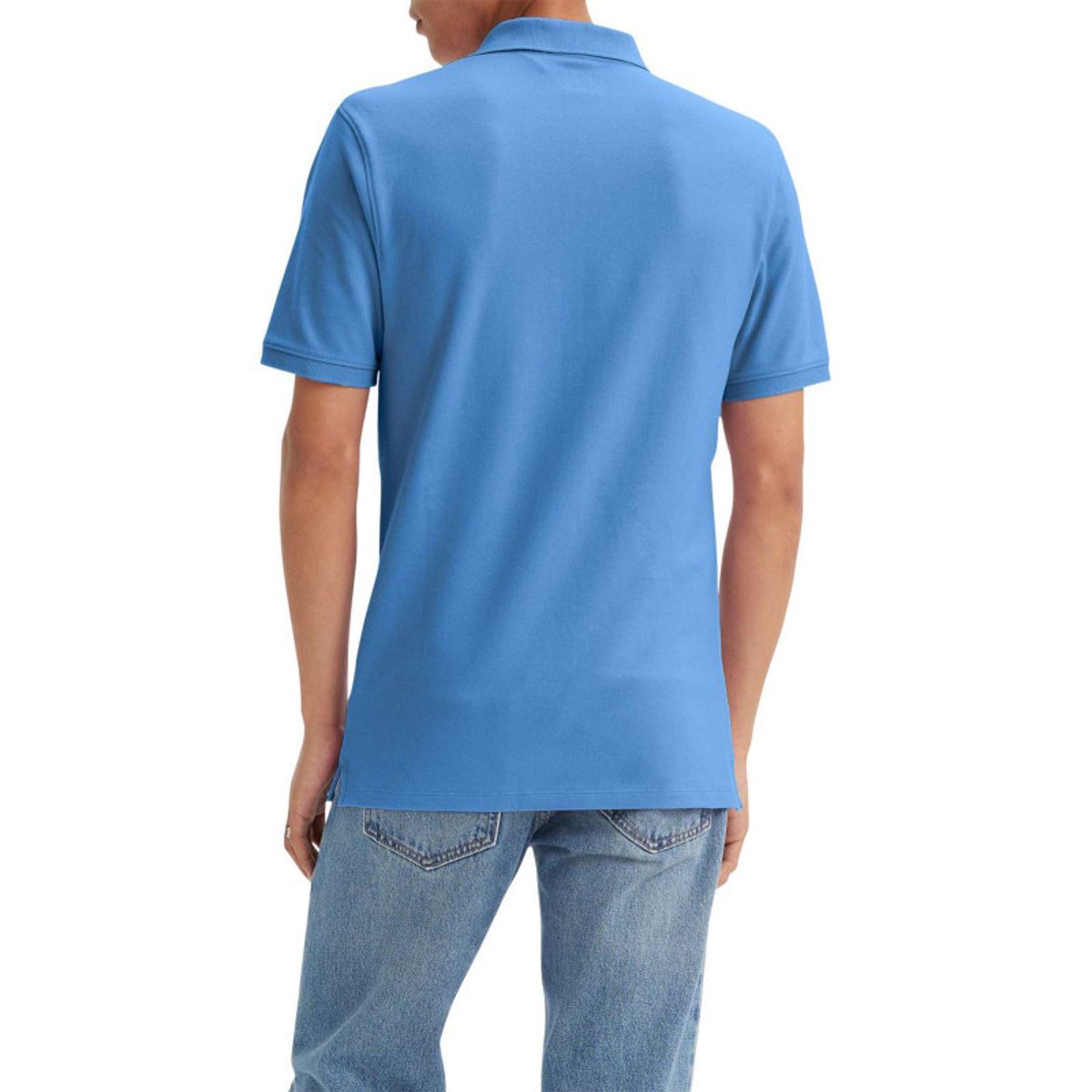 Polo en coton bleu en maille piquée avec une coupe slim et un col boutonné bleu, LEVI'S