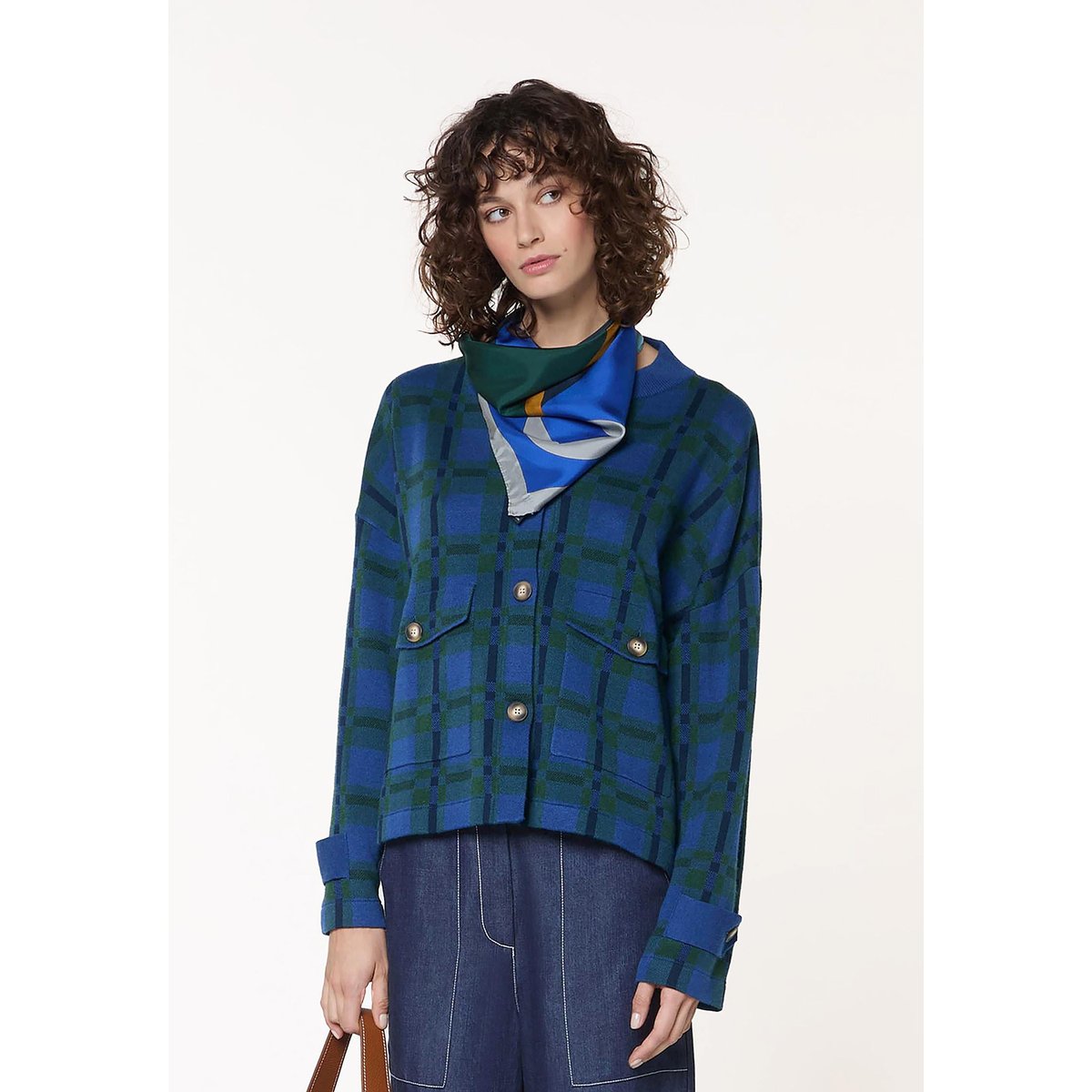 Veste à carreaux en maille bleu, RODIER