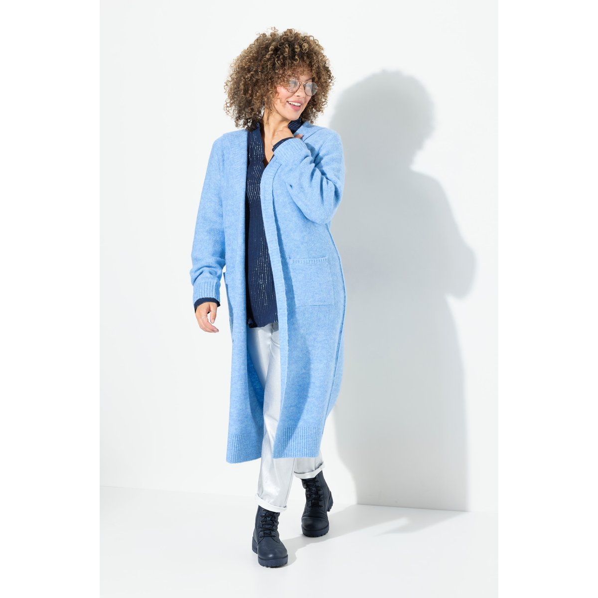 Cardigan long à capuche, coupe ouverte essence pastell, ULLA POPKEN
