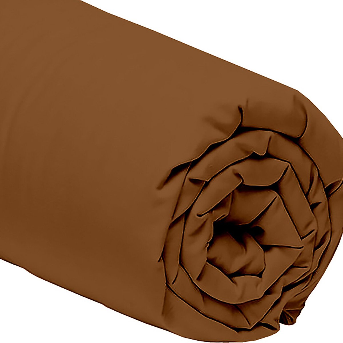 Drap housse en percale de coton uni, MURA ocre, C DESIGN HOME TEXTILE