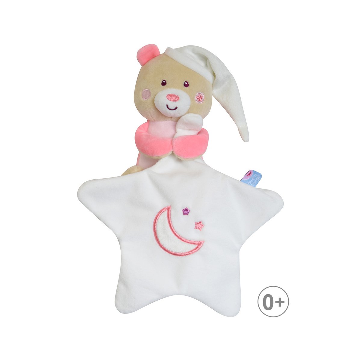 Doudou mouchoir magidoux ours velours doux rose, SUCRE D'ORGE
