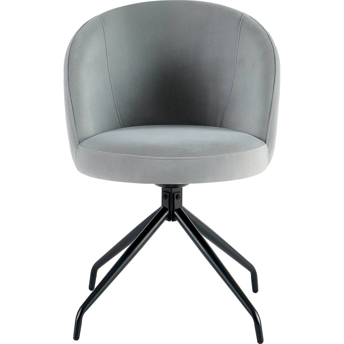 Chaise pivotante tapissée VIRELLA gris velours et piètement noir royal velvet, RECOLLECTION
