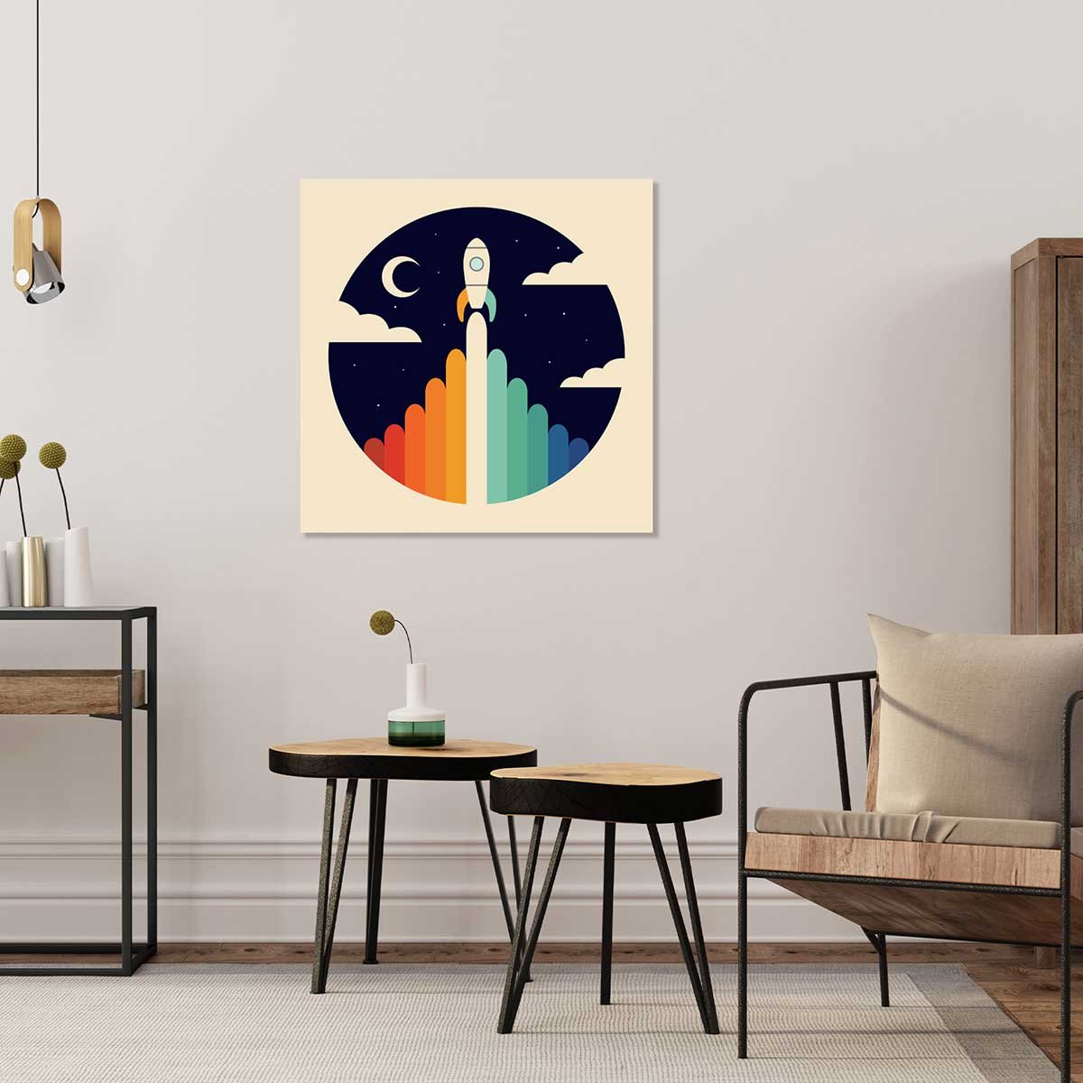 Tableau enfant astro up toile imprimée, HEXOA
