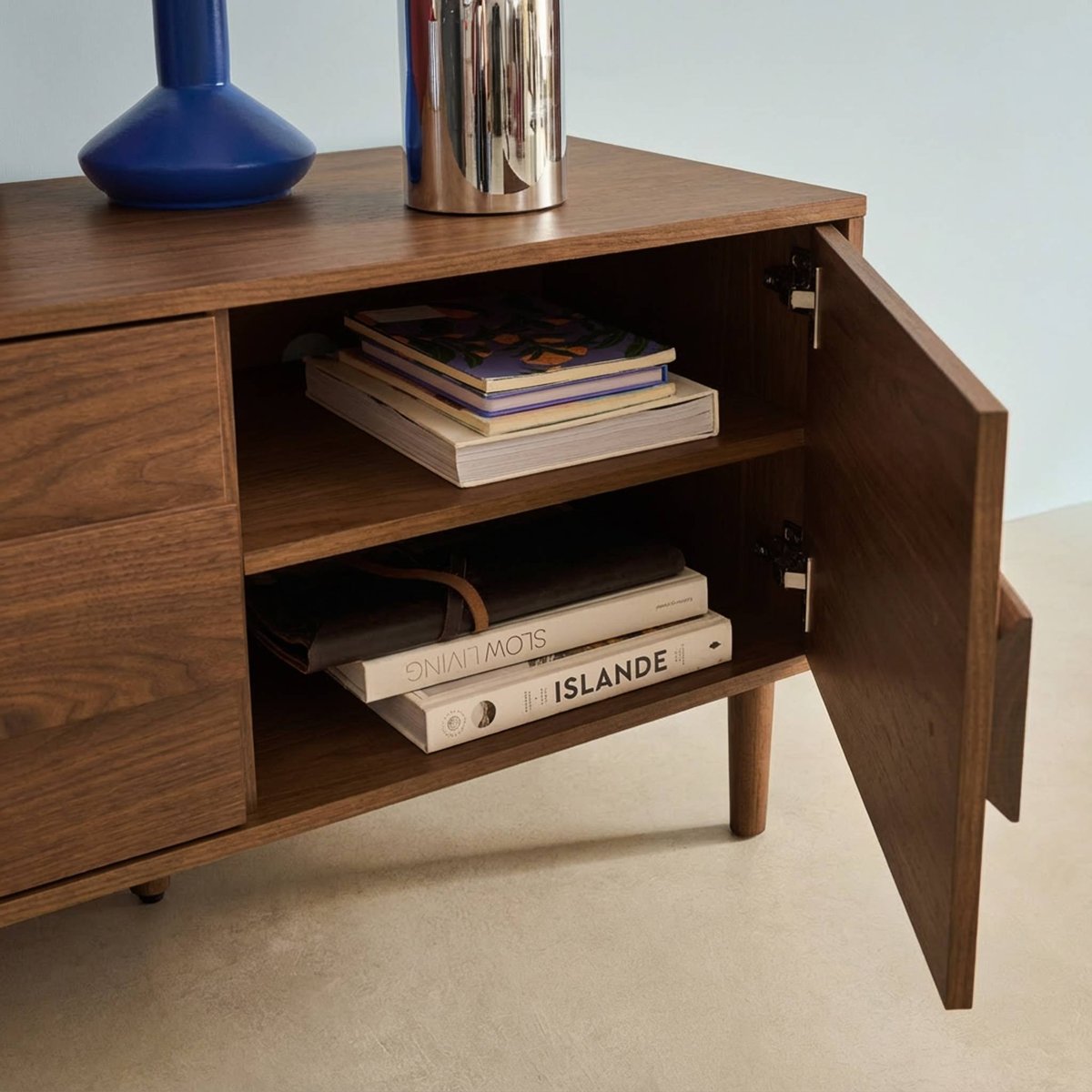 Meuble TV vintage décor bois 3 portes 150cm JULIANA chêne, SWEEEK