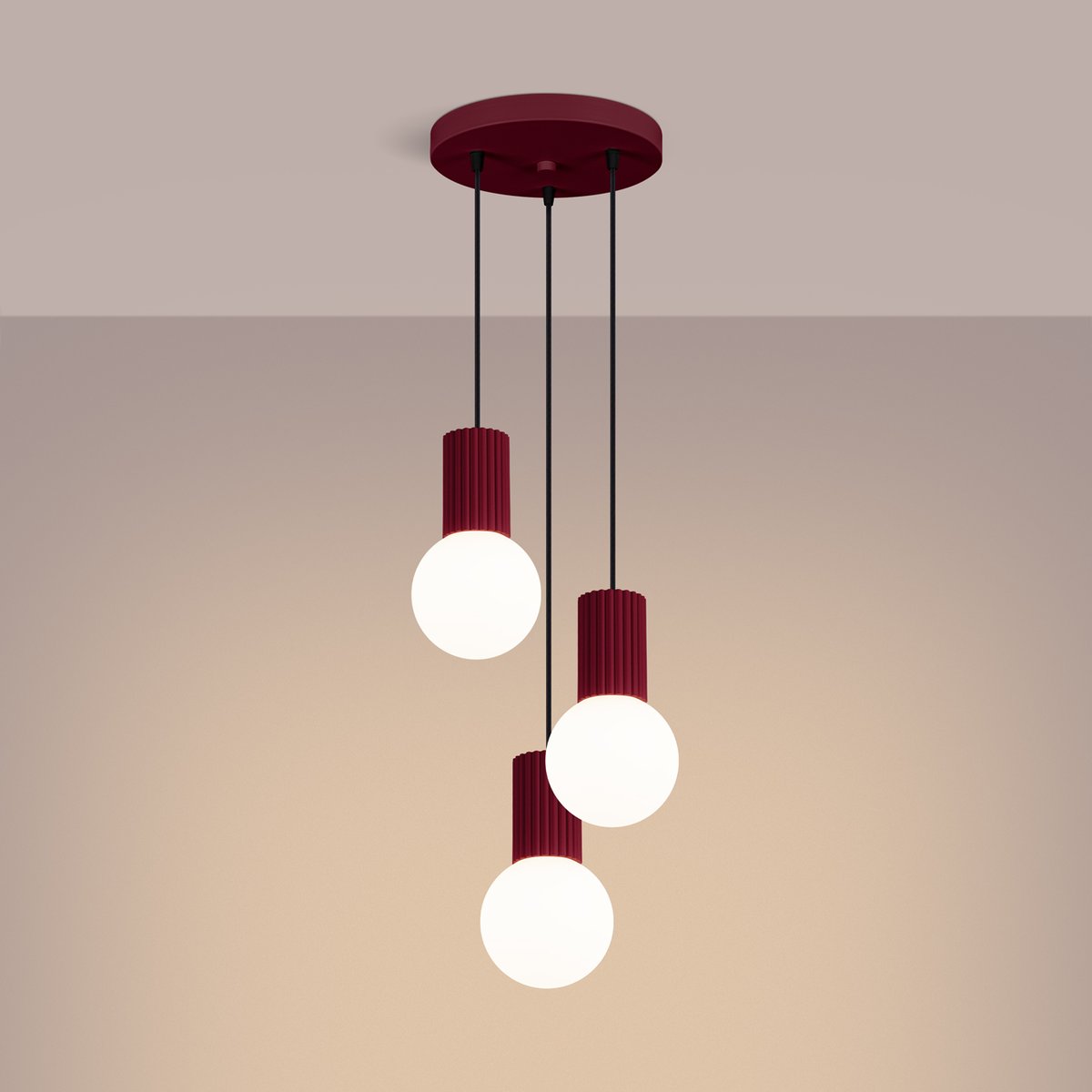 Suspension Aluminium Bourgogne G9 3 Halo rouge, EDEN