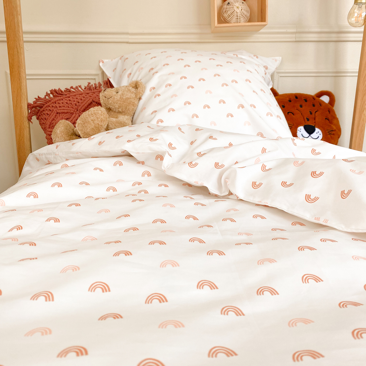 Parure de couette 1 personne coton bio RAINBOW ecru, LITTLE CREVETTE